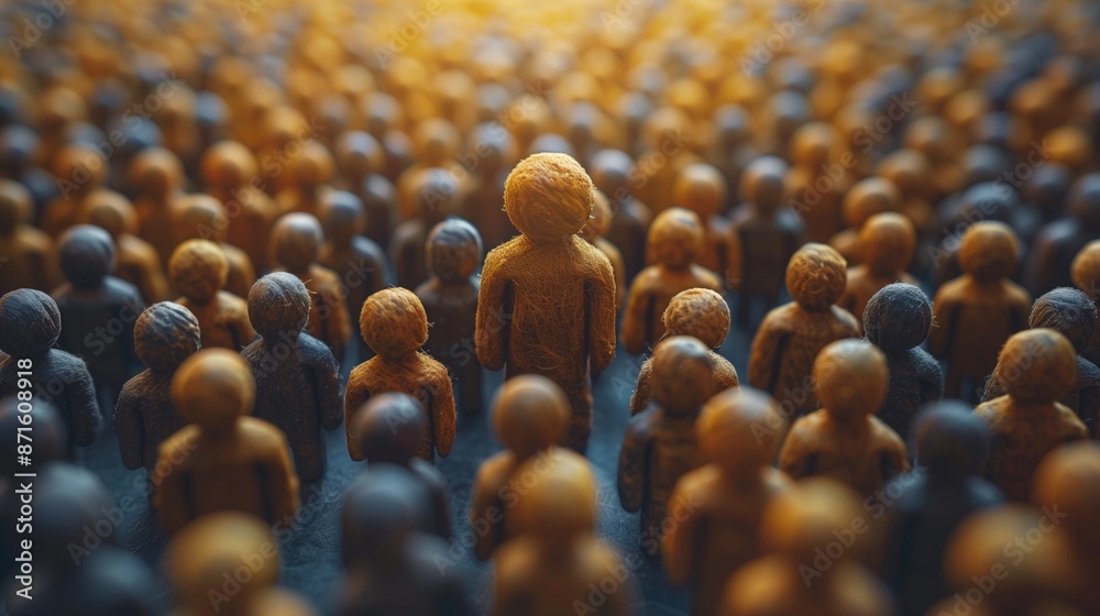 Fototapeta premium A businessman standing out from the crowd, symbolizing the unique value proposition that gives a company a competitive advantage in the marketplace