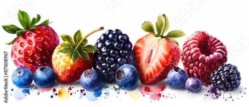 A colorful assortment of berries including blueberries, strawberries