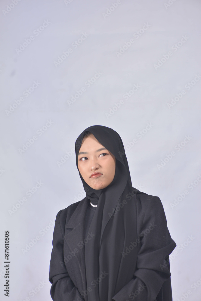 Asian Hijab Woman with Face Expressions and Gestures Asian Hijab Woman with Face Expressions and Gestures