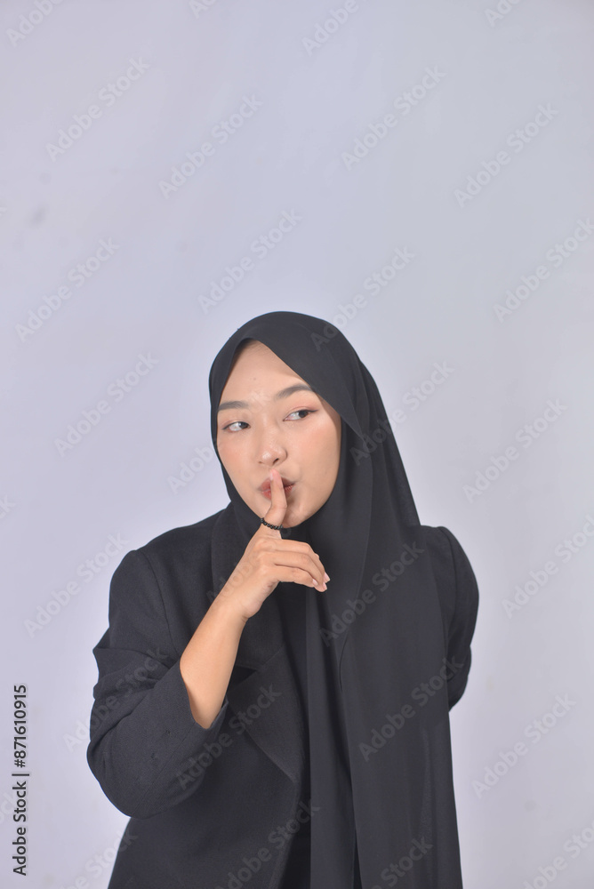Asian Hijab Woman with Face Expressions and Gestures Asian Hijab Woman with Face Expressions and Gestures
