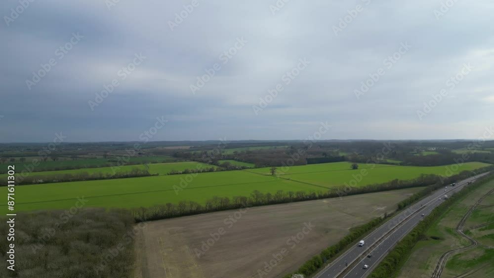 Aerial View of Cambridgeshire Highfield countryside Landscape, England UK Aerial View of Cambridgeshire Highfield countryside Landscape, England UK