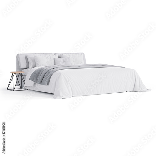 Modern Elegance: Bed for Stylish Living Spaces transparent png white background bedroom furniture architectural visualization interior shadow Baloo Astoria 3d render photo