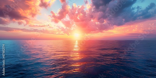 Breathtaking Sunset Over the Serene Ocean Backdrop for Product Presentation