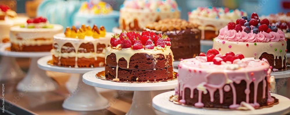 Charity bake-off event with participants showcasing cakes