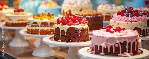 Obraz na płótnie Charity bake-off event with participants showcasing cakes w salonie