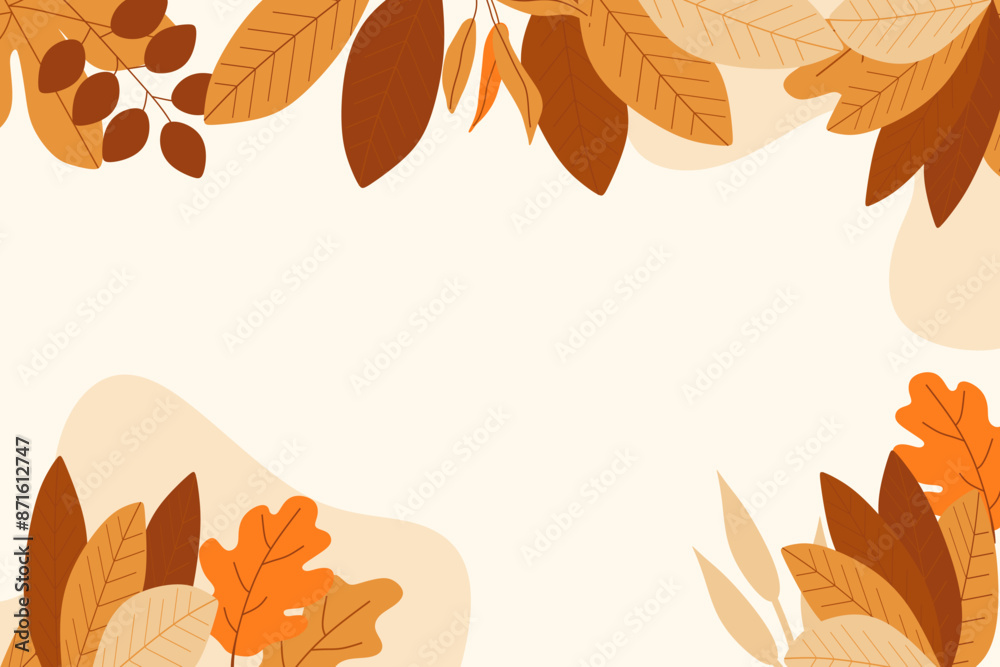 Hand Drawn Leaves Autumn Flat Design Background Hand Drawn Leaves Autumn Flat Design Background