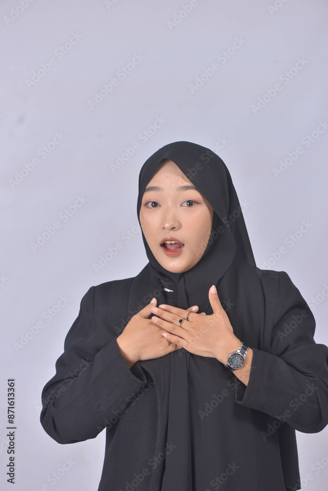 Asian Hijab Woman with Face Expressions and Gestures Asian Hijab Woman with Face Expressions and Gestures