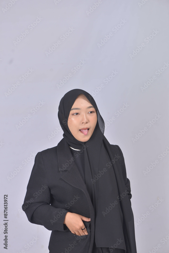 Asian Hijab Woman with Face Expressions and Gestures Asian Hijab Woman with Face Expressions and Gestures