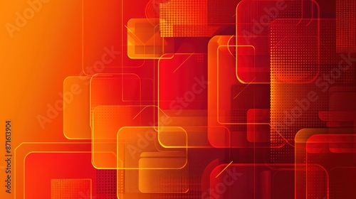 Abstract geometric shapes with bold reds and oranges, creating a dynamic background, ample copy space photo