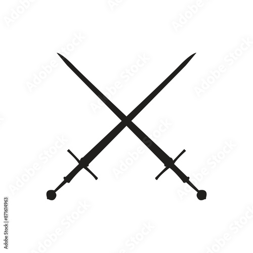 Crossed swords silhouette vector file along with jpg