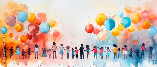 Wallpaper Mural A school festival with games, food, and happy families, watercolor, bright colors, detailed Torontodigital.ca