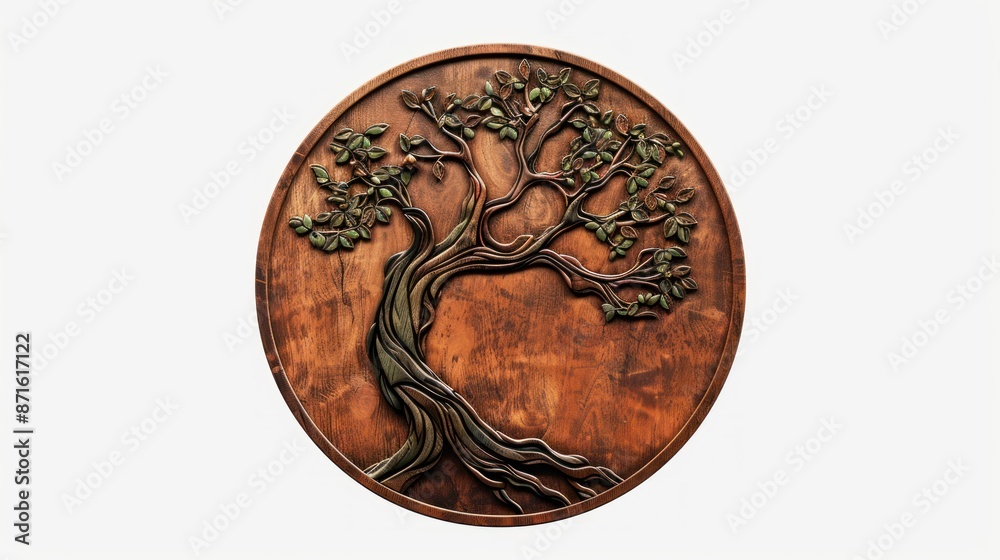 Create a circular logo that emphasizes the expertise of manzanita woodworking. In this design, Create a circular logo that emphasizes the expertise of manzanita woodworking. In this design,