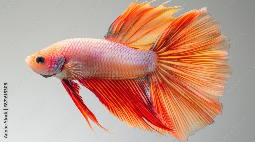 Vibrant Siamese Fighting Fish with Flowing Fins. Betta Fish Beauty