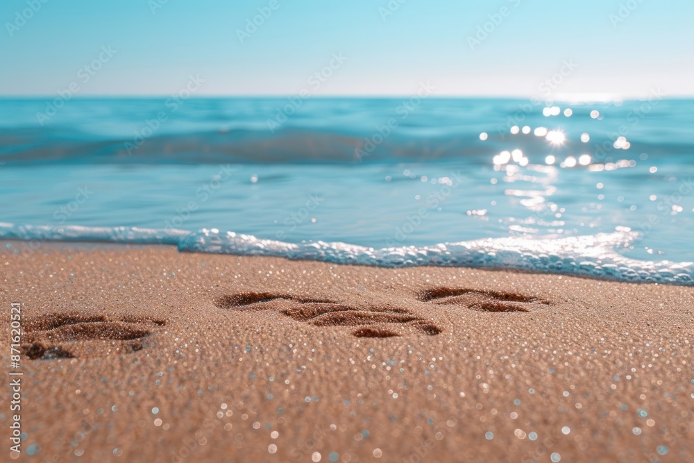 A beautiful beach with a body of water in the background A beautiful beach with a body of water in the background