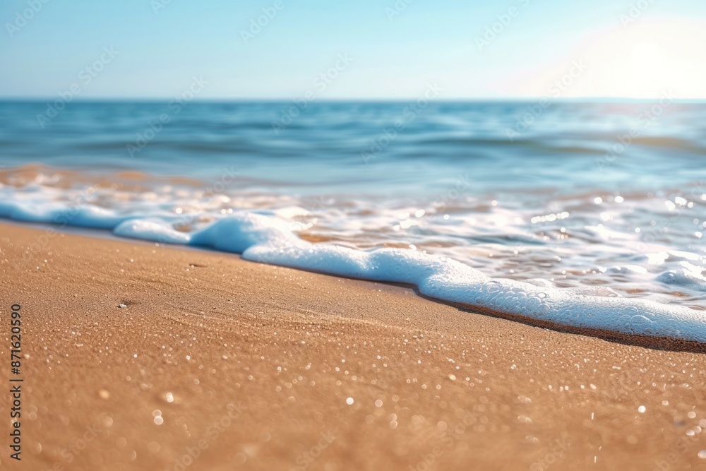 The ocean is calm and the water is foamy The ocean is calm and the water is foamy