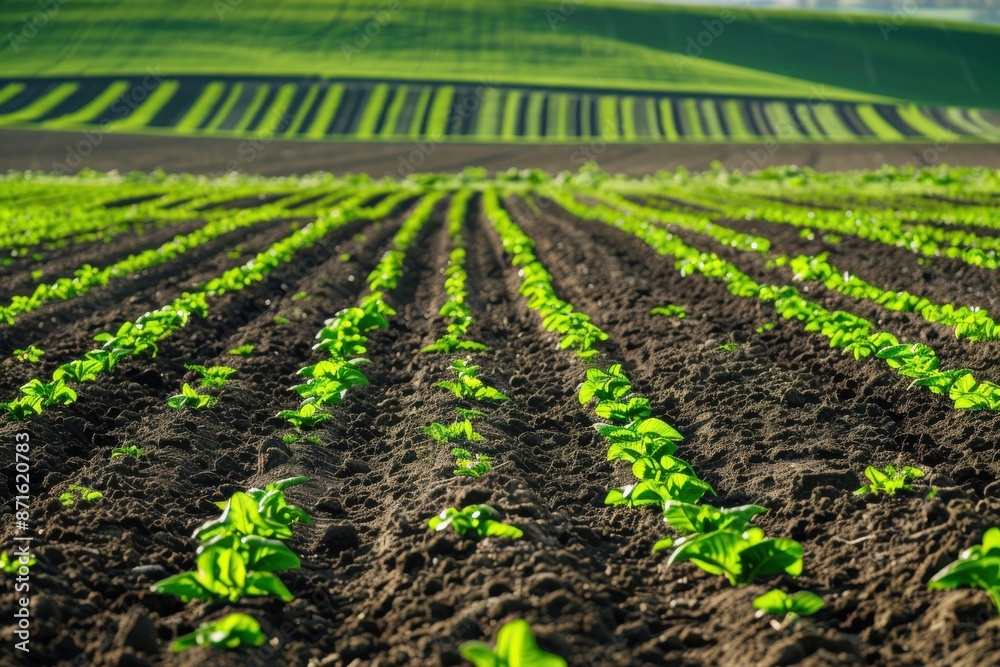 Spring planting: field greenery post winter harvest Spring planting: field greenery post winter harvest