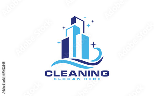 House Building Cleaning company badge, emblem. Vector illustration.