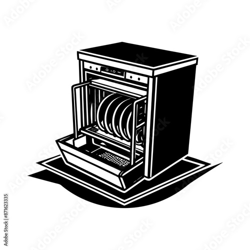 Dishwasher silhouette vector