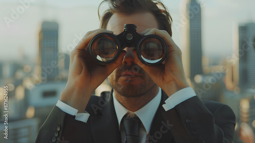 Business man with binoculars