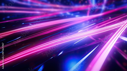 abstract background with pink blue glowing neon lines and bokeh lights