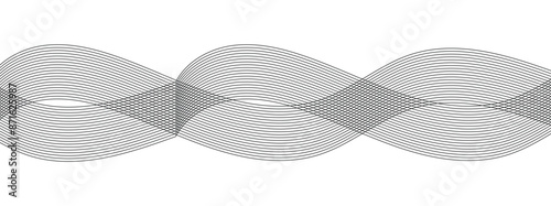 Vector abstract line art wavy flowing dynamic black isolated on transparent background in concept wave, wind, ocean	