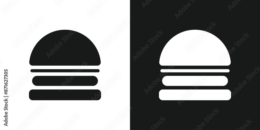 Hamburger flat black and white set icon vector Hamburger flat black and white set icon vector