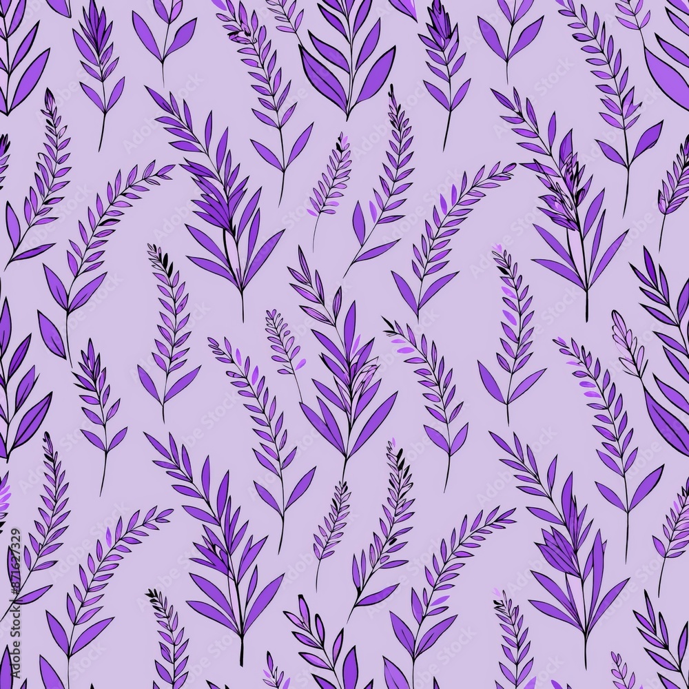 Naklejka premium seamless pattern of delicate lavender sprigs, Generative AI