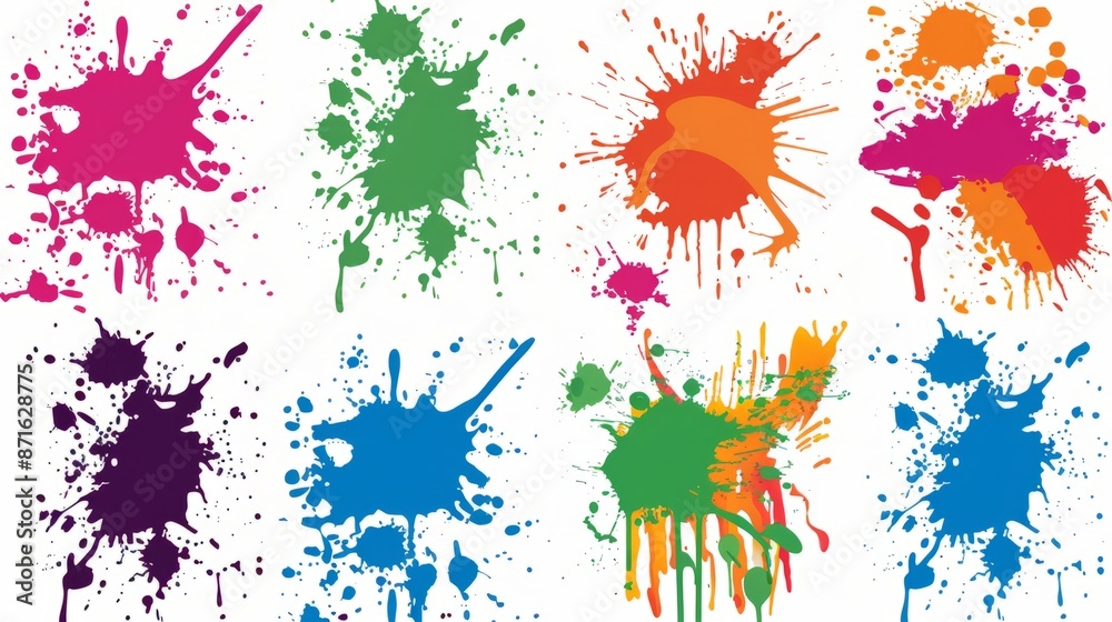 Fototapeta premium Colorful Paint Splatter Collection.