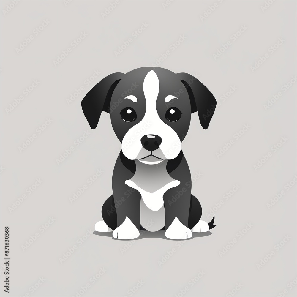 Monochrome Vector Icon of a Simple Dog in Greyscale Monochrome Vector Icon of a Simple Dog in Greyscale