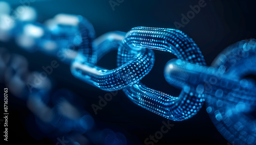 Digital blue chain white dots  symbolizing blockchain technology cyber security futuristic style Network Security Concept.