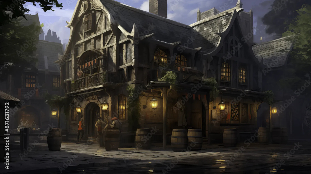 fantasy, tavern, city, adventure, roleplay, medieval. Fantasy wallpaper, rpg landscape fantasy, tavern, city, adventure, roleplay, medieval. Fantasy wallpaper, rpg landscape