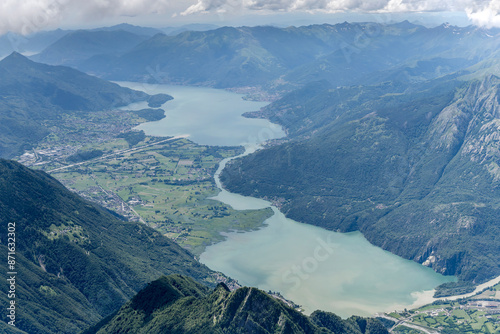 Fototapeta Naklejka Na Ścianę i Meble -  Como and Mezzola lakes aerial,  Italy