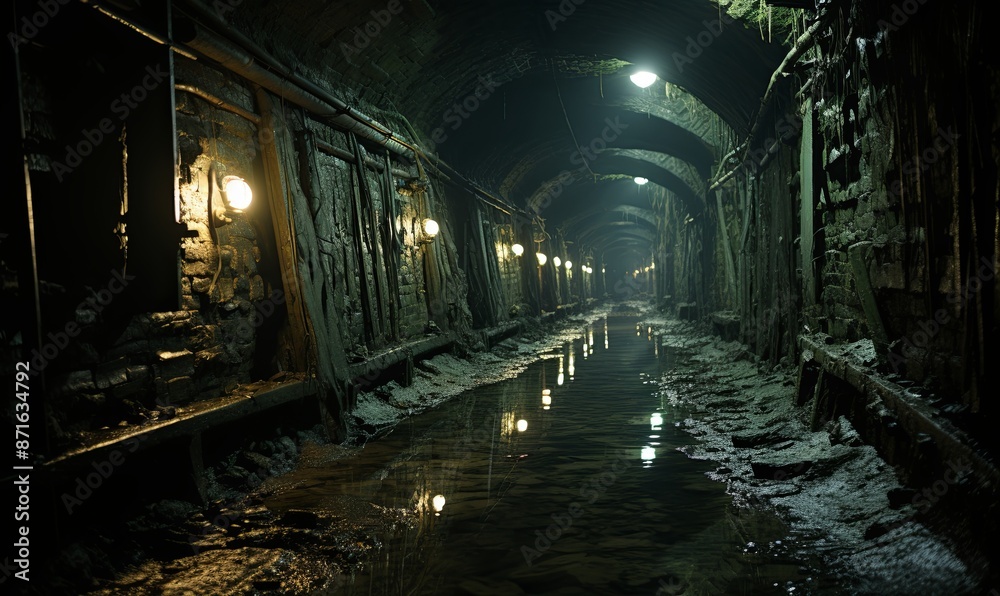 Mysterious Dark Tunnel With Running Water Mysterious Dark Tunnel With Running Water