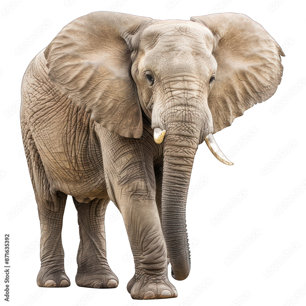 Fototapeta premium Portrait of Elephant in isolated on white and transparant background PNG