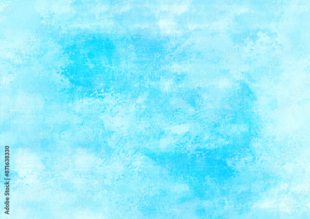 Fototapeta premium Bright watercolor blue background with blur（水色の水彩絵の具で描いたようなぼかしのある明るい背景 ）