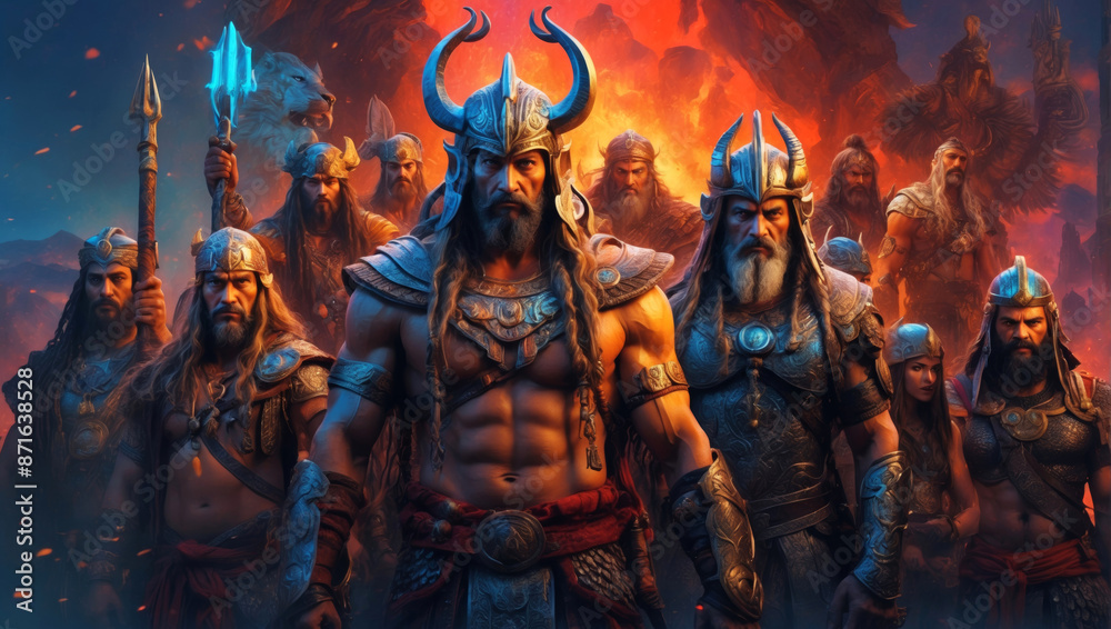 Fototapeta premium A large Viking horde