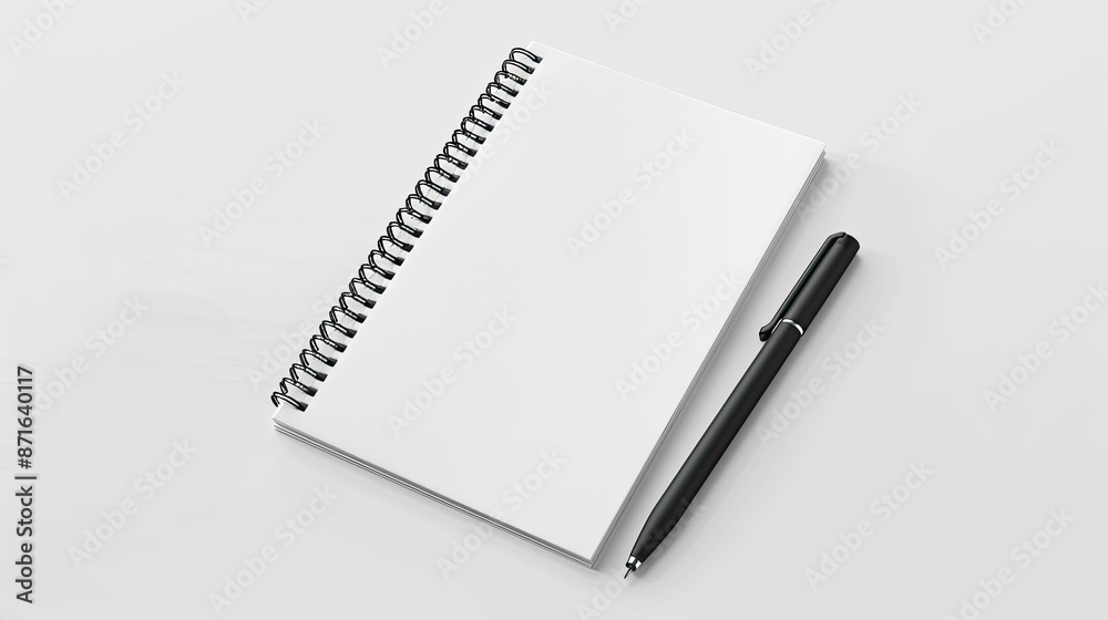 Blank closed spiral notepad mockup on a white background, realistic design Blank closed spiral notepad mockup on a white background, realistic design