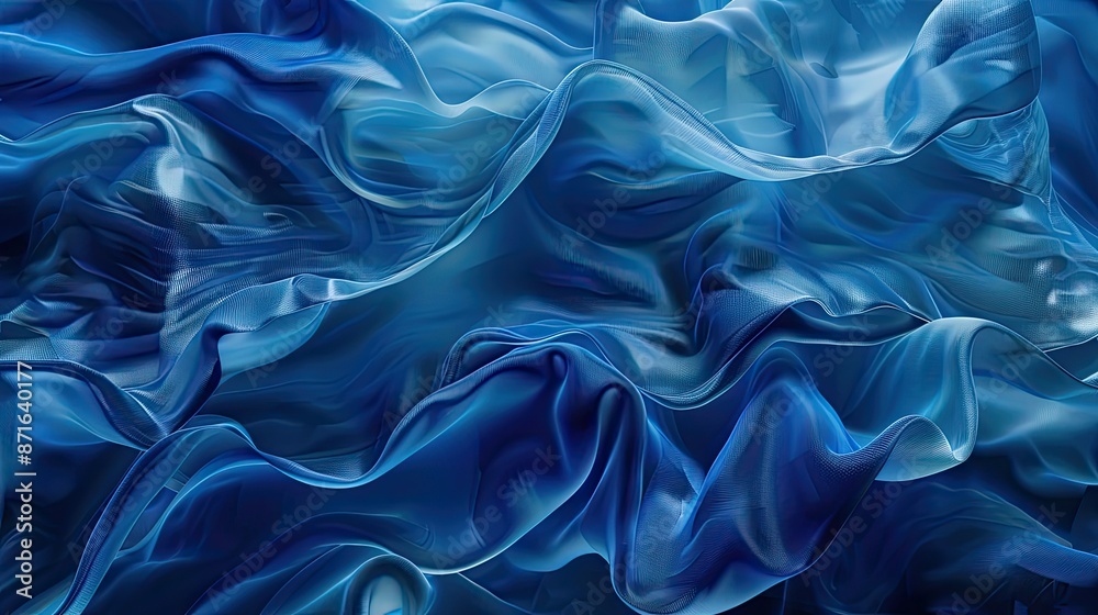 Obraz premium Blue neon soft waves backdrop, perfect for serene and stylish digital compositions