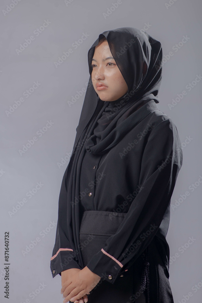 Asian Hijab Woman Wearing Black Dress Asian Hijab Woman Wearing Black Dress