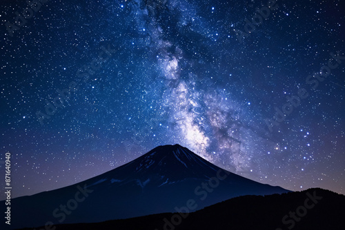 a mountain with stars in the sky
