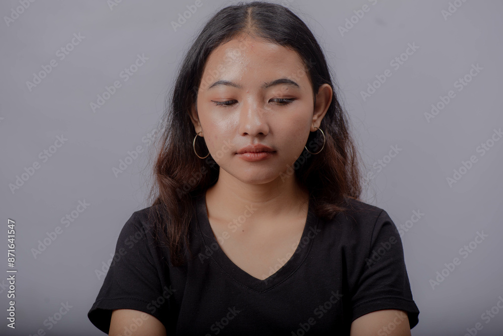 Beauty Asian Woman Portrait with Curly Long Hair Beauty Asian Woman Portrait with Curly Long Hair