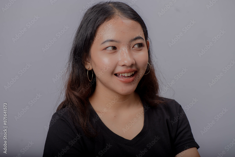 Beauty Asian Woman Portrait with Curly Long Hair Beauty Asian Woman Portrait with Curly Long Hair