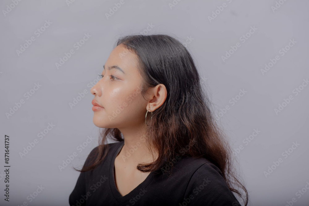 Beauty Asian Woman Portrait with Curly Long Hair Beauty Asian Woman Portrait with Curly Long Hair