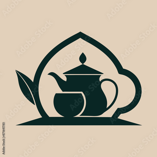 
     Tea house logo vector illustration.
