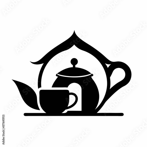 
     Tea house logo vector illustration.
