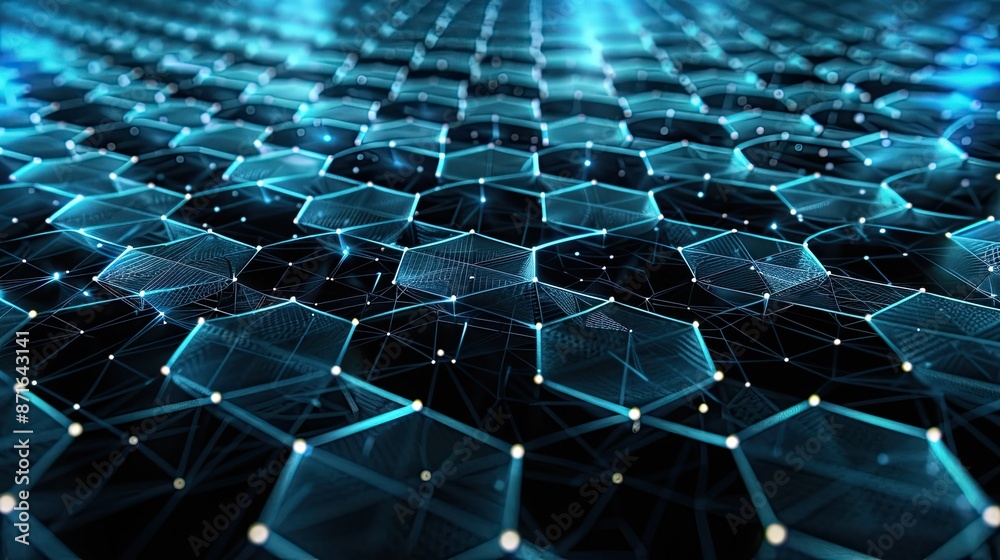 Naklejka premium Futuristic hexagonal grid technology background, illustrating digital connectivity and innovation