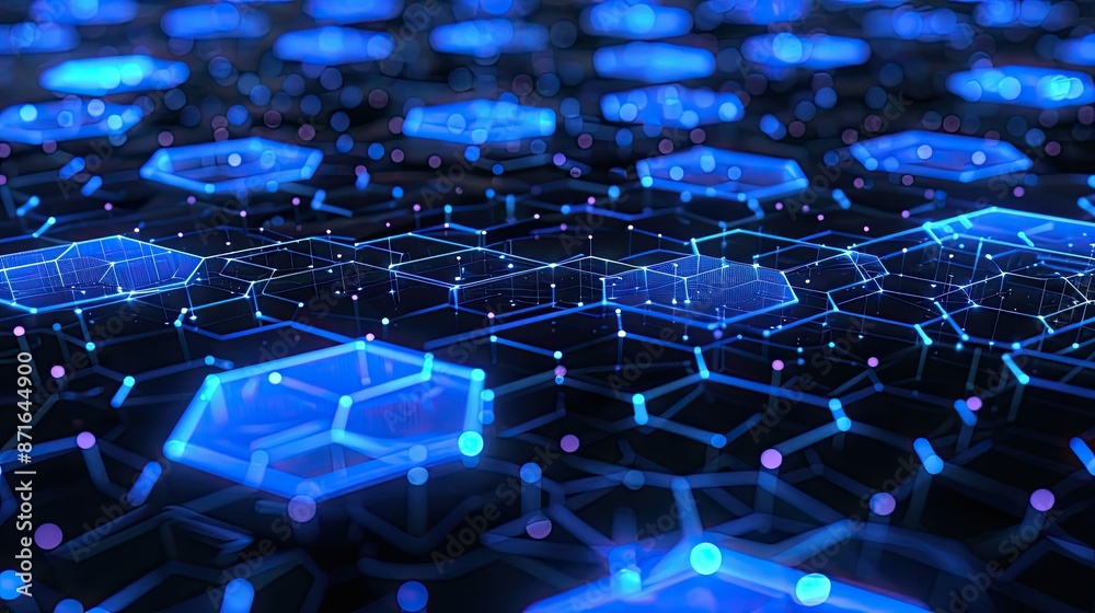 Obraz premium Hexagonal grid network technology abstract background, perfect for modern digital innovations