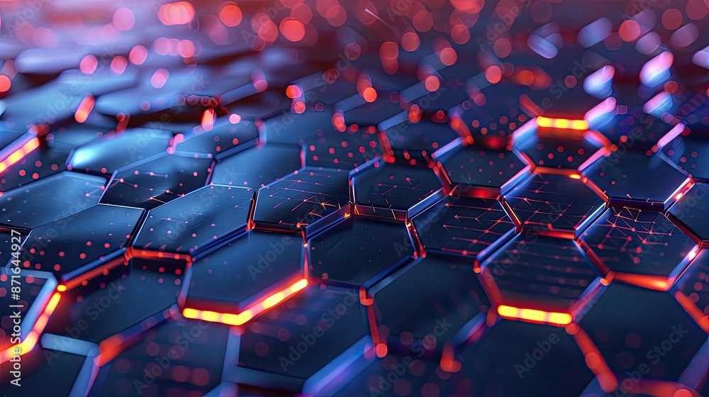 Hexagonal grid network technology abstract background, perfect for modern digital innovations