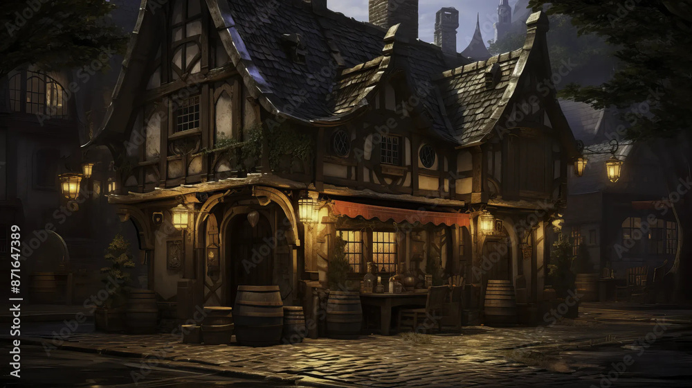 fantasy, tavern, exterior, city, mystical, magic Fantasy wallpaper, rpg landscape fantasy, tavern, exterior, city, mystical, magic Fantasy wallpaper, rpg landscape