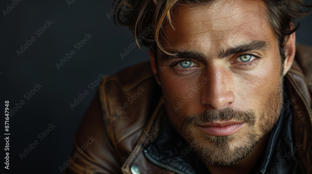 Close-up portrait of a man with blue eyes Close-up portrait of a man with blue eyes